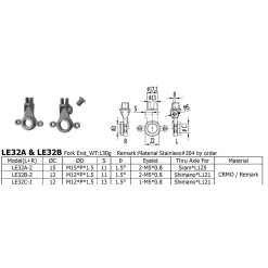 Soma Long Shen Fork End Set, 12mm Thru-Axle (LE32C-2) (not Drilled/tapped For Brake)